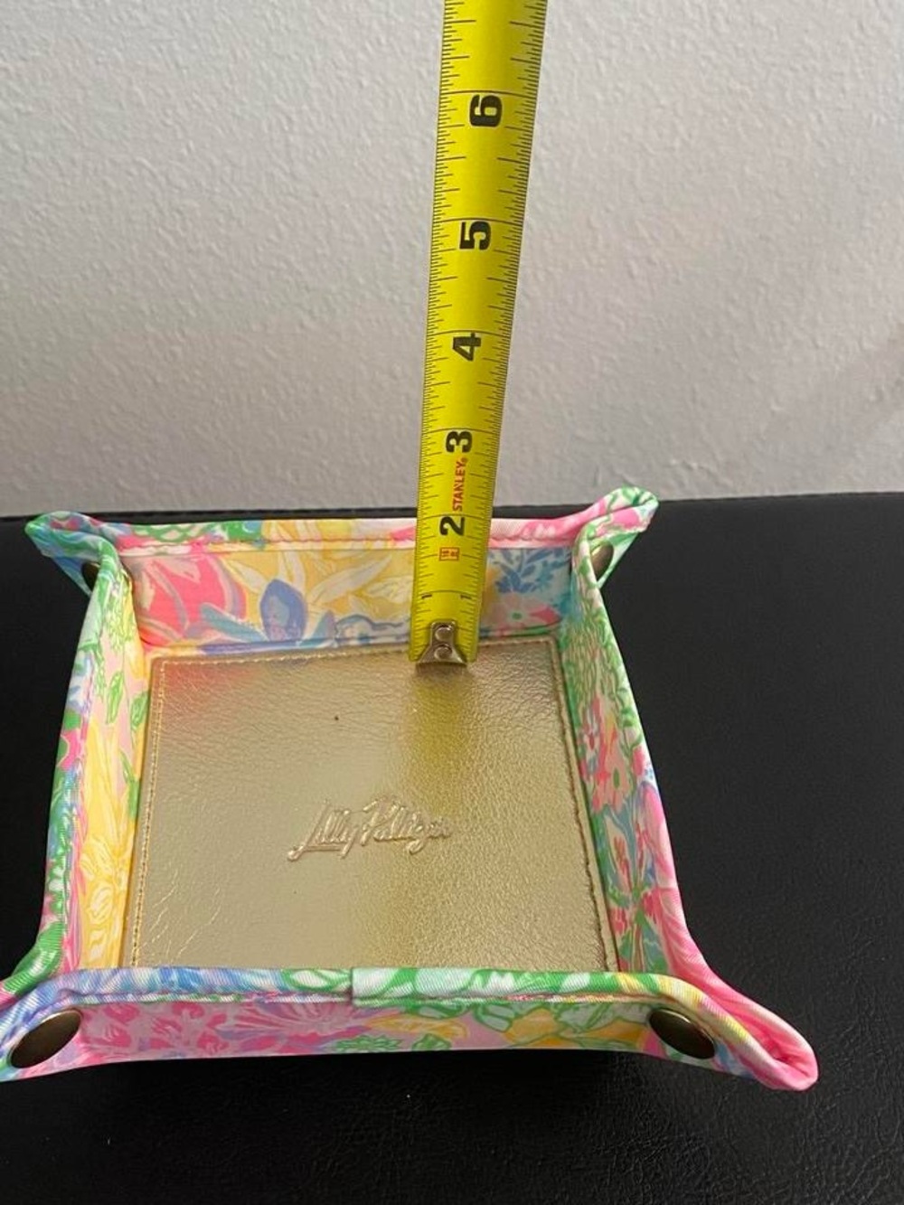 Lilly Pulitzer Multicolor Floral Leather Catchall with Gold Center - Picture 3 of 8